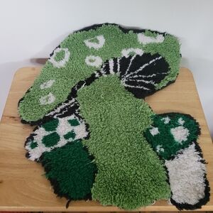 Green Hand Made Mushroom Rug Forest Fairycore